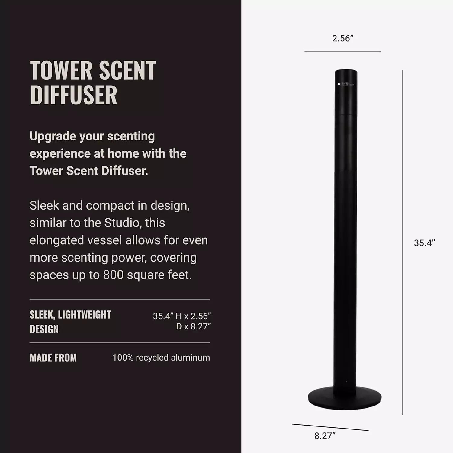 Hotel Collection Large Room Scent Diffuser for 800 sq ft Waterless Aromatherapy Remote Control Midnight Black - Image 3